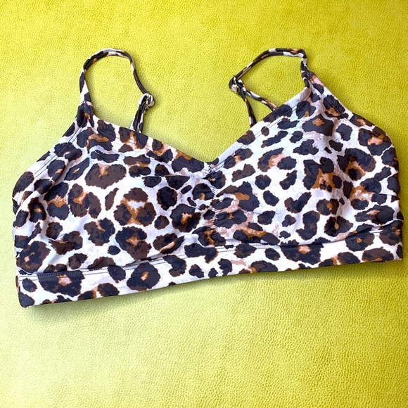 Kona Sol Brown Tan Leopard Print Adjustable Strap Bikini Top Size Small - Picture 1 of 8